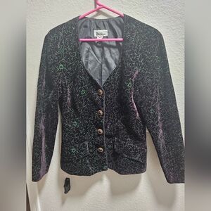 Patra Black and Green Floral Blazer VINTAGE